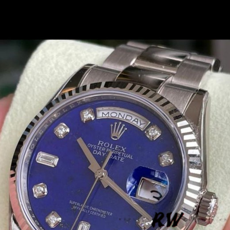 Rolex Day-Date 118239 White Gold Diamond Lapis Lazuli Blue Dial 36mm Unisex Replica Watch - Image 3