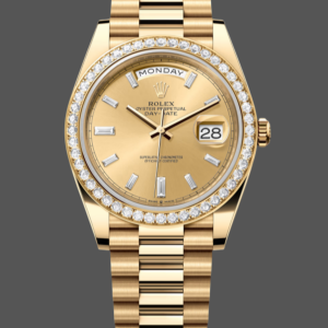 Rolex Day-Date 228398TBR Champagne Diamond Dial Diamond Bezel 40mm Mens Replica Watch