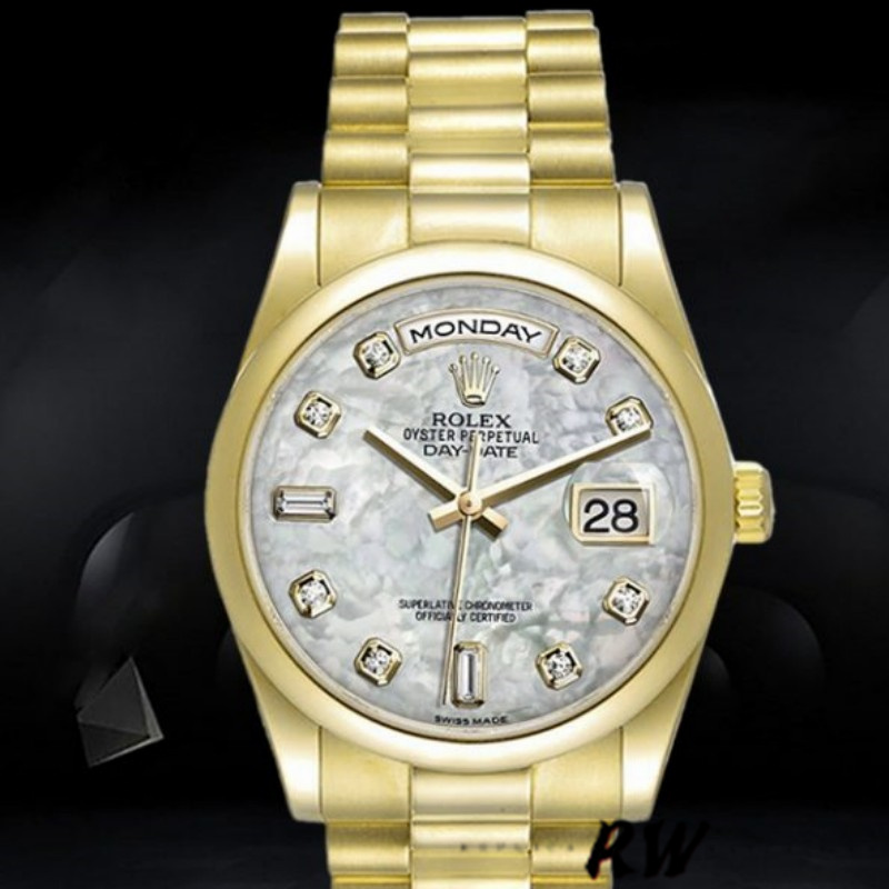 Rolex Day-Date 118208 Yellow Gold Meteorite Grey Diamond Dial 36mm Unisex Replica Watch - Image 2