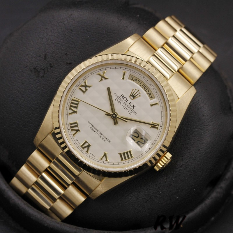 Rolex Day-Date 118238 Ivory Dial Fluted Bezel 36mm Unisex Replica Watch - Image 3