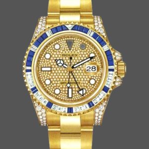 Rolex GMT-Master II 116758 Yellow Gold Pave Dial 40mm Mens Replica Watch