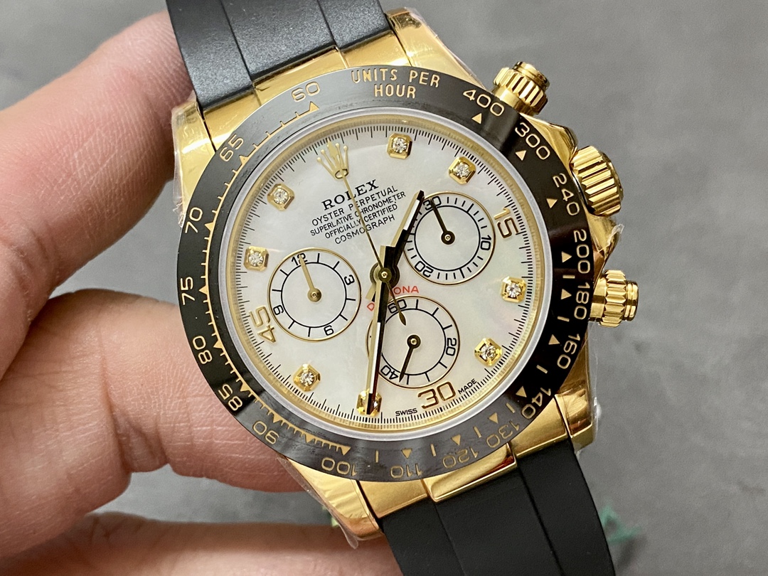 Rolex Daytona 116518LN Rubber Strap MOP Diamond Dial 40mm Mens Replica Watch - Image 4