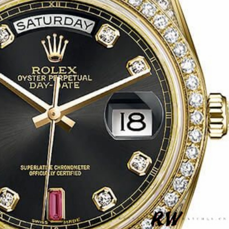 Rolex Day-Date 118388 Black Diamond Rubies Dial 36mm Unisex Replica Watch - Image 2