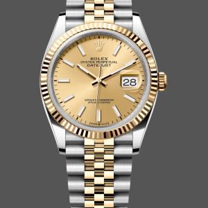 Rolex Datejust 36MM 126233 0015 Champagne Index Dial Fluted Bezel Unisex Replica Watch