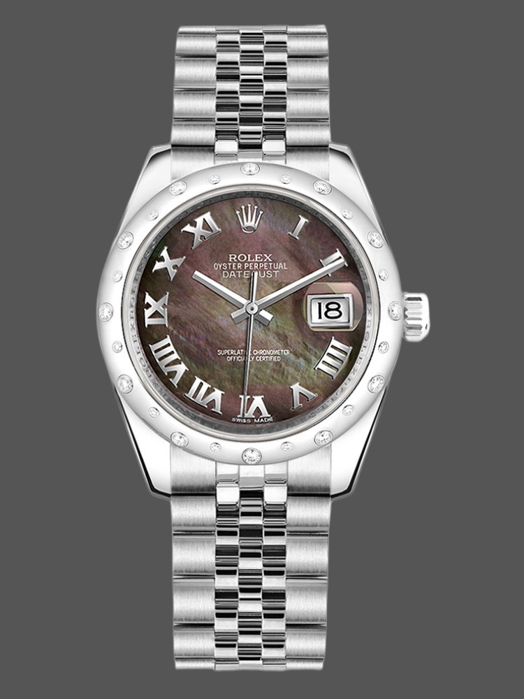 Rolex Datejust 178344 Black MOP Roman Dial 31MM Lady Replica Watch