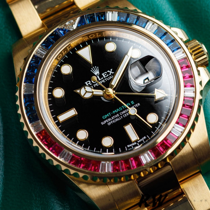Rolex GMT-Master II 116758 Oyster Bracelet Black Dial Diamonds 40mm Mens Replica Watch - Image 3
