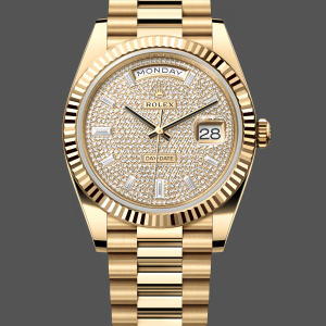 Rolex Day Date 40 Yellow Gold Pave Diamond Dial M228238 0054 Men's Watch