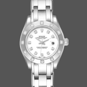 Rolex Pearlmaster 80319 White Dial Diamond 29MM Lady Replica Watch