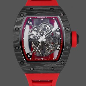 Richard Miller RM 055 NTPT Carbon Fiber Red Rubber Strap