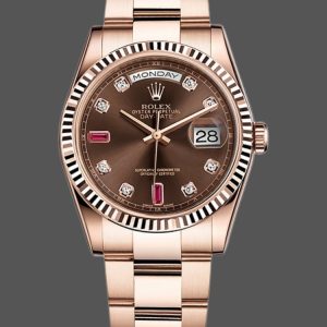 Rolex Day-Date 118235 Rose Gold Chocolate Diamond Dial 36mm Unisex Replica Watch