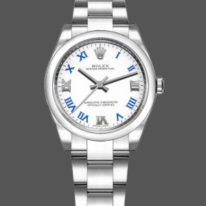 Rolex Oyster Perpetual 177200 White Dial Blue Roman Oyster Bracelet 31mm Lady Replica Watch