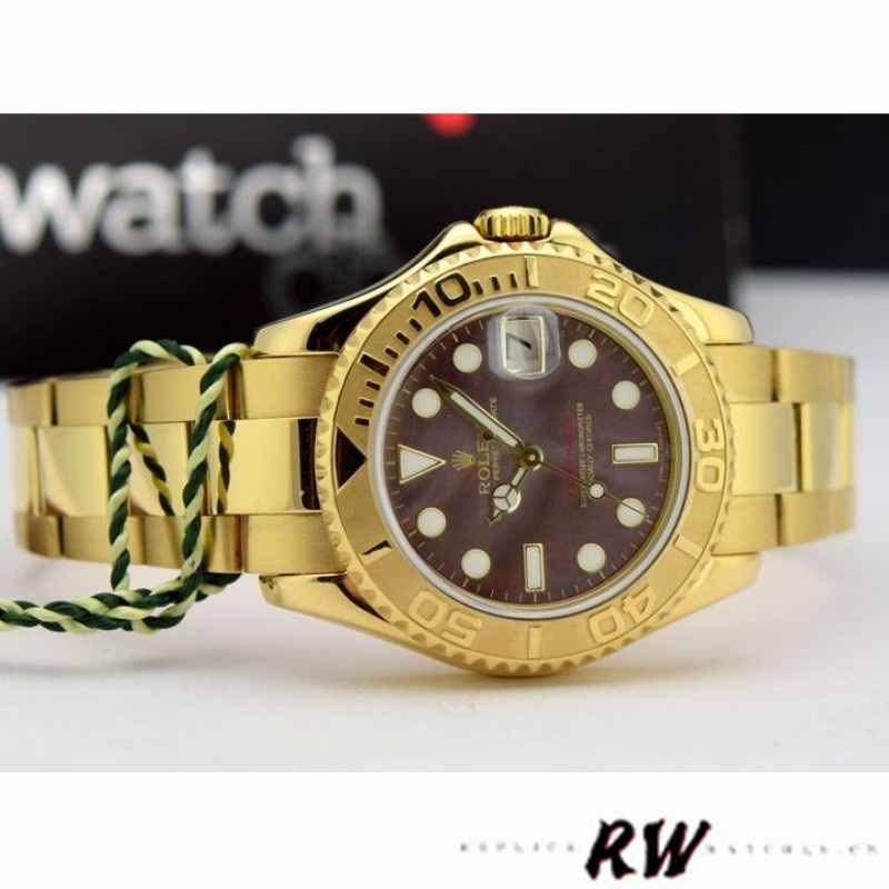 Rolex Yacht-Master 169628 Yellow Gold Black MOP Dial 29MM Lady Replica Watch - Image 4