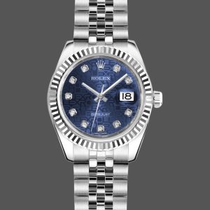 Rolex Datejust 179174 Jubilee Blue Diamond Dial Fluted Bezel 26MM Lady Replica Watch