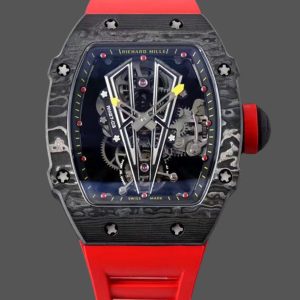 Replica RM 27-03 Rafael Nadal Black Tourbillon Red Rubber Strap