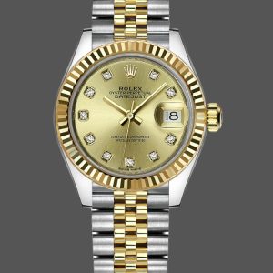Rolex Datejust 279173 Champagne Diamond Dial Fluted Bezel 28mm Lady Replica Watch