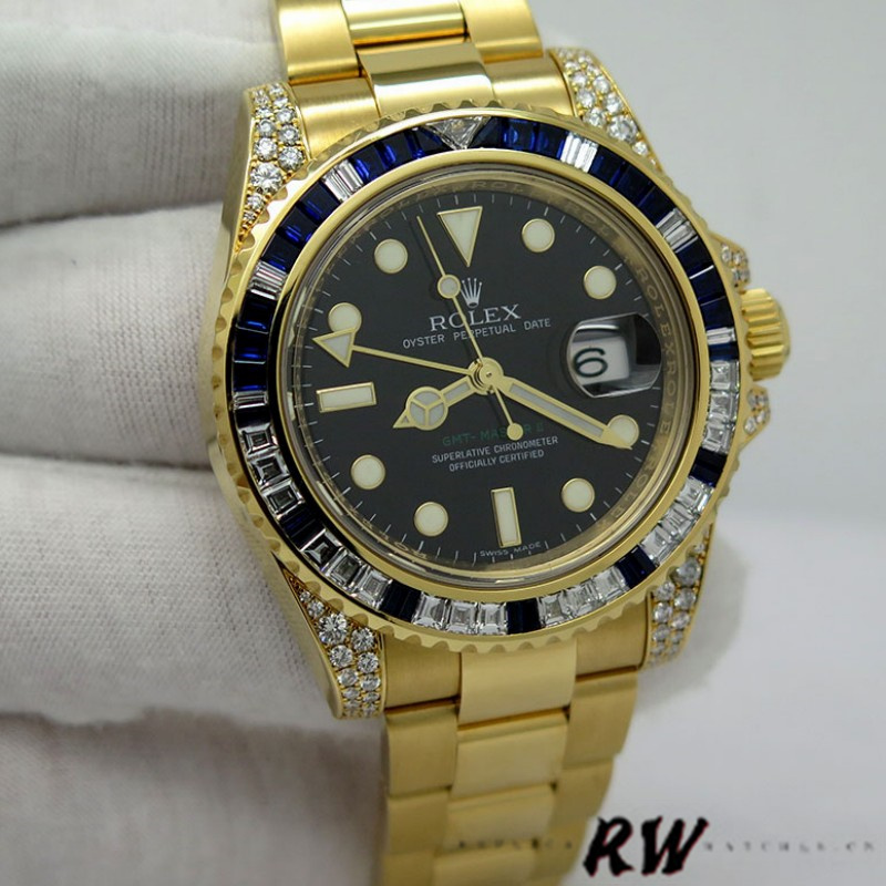 Rolex GMT-Master II 116758 Diamond Black Dial 40mm Mens Replica Watch - Image 2