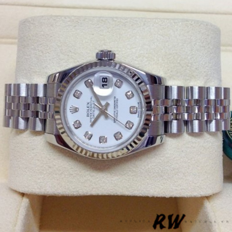 Rolex Datejust 179174 White Diamond Dial Fluted Bezel 26MM Lady Replica Watch - Image 4