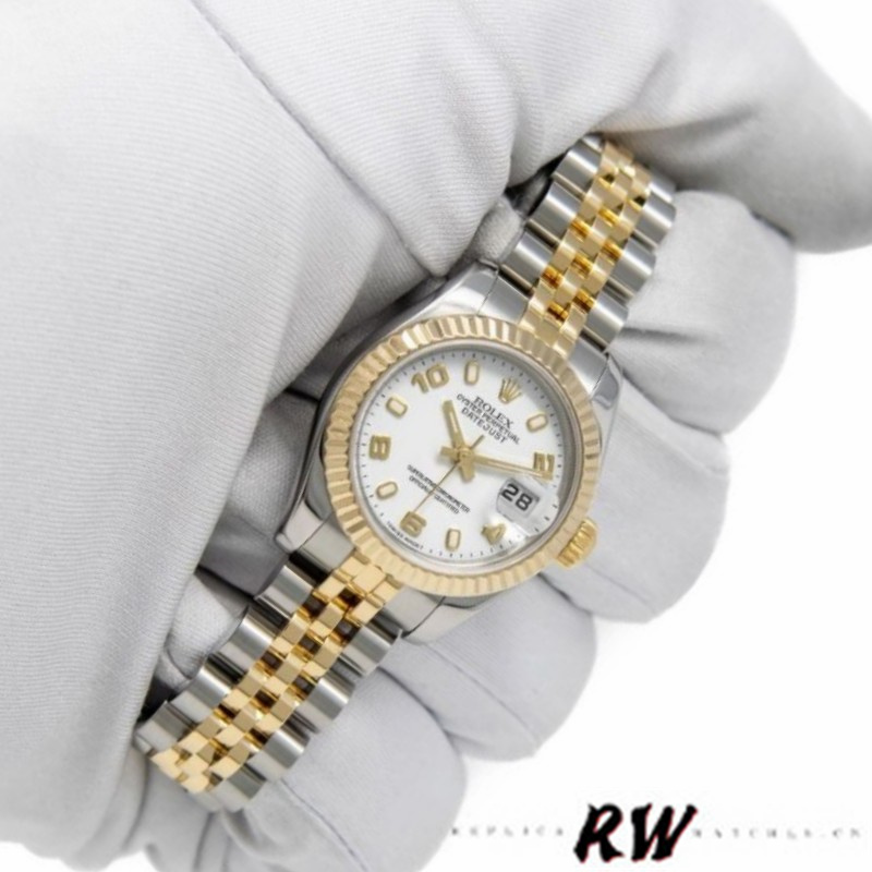 Rolex Datejust 179173 White Arabic Numerals Dial Fluted Bezel 26MM Lady Replica Watch - Image 2