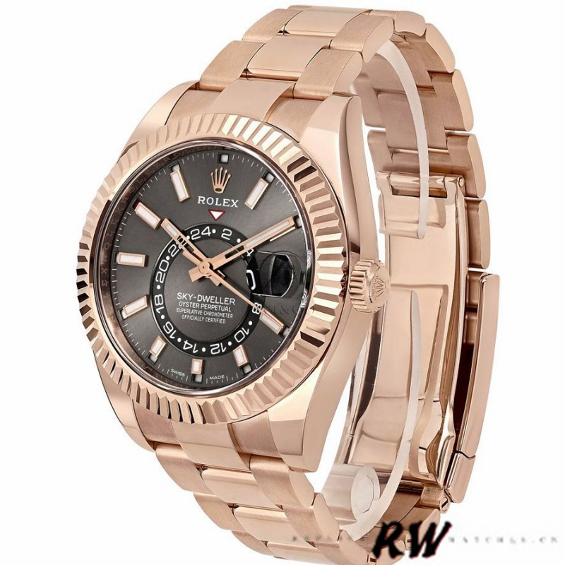 Rolex Sky-Dweller 326935 Everose Gold Dark Rhodium Stick Dial 42mm Mens Replica Watch - Image 3