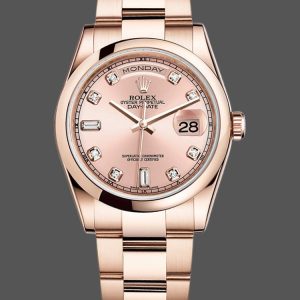 Rolex Day-Date 118205 Rose Gold Pink Diamond Dial 36mm Unisex Replica Watch