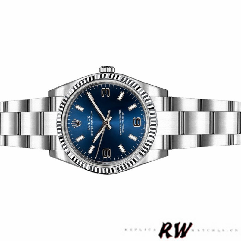 Rolex Oyster Perpetual 176234 Fluted Bezel Blue Dial 26MM Lady Replica Watch - Image 4