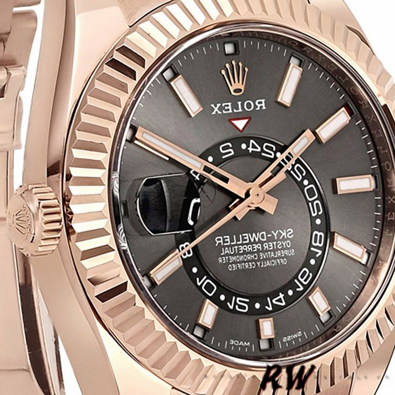Rolex Sky-Dweller 326935 Everose Gold Dark Rhodium Stick Dial 42mm Mens Replica Watch - Image 4
