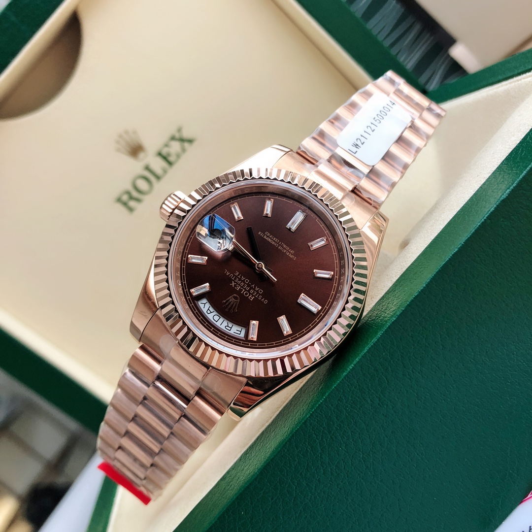 Rolex Day-Date 118235 Everose Gold Case Chocolate Dial 36mm Unisex Replica Watch - Image 5