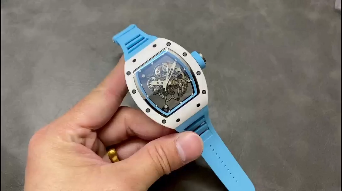 Richard Miller RM 055 RMUL2 NTPT Carbon Fiber Blue Rubber Strap - Image 2