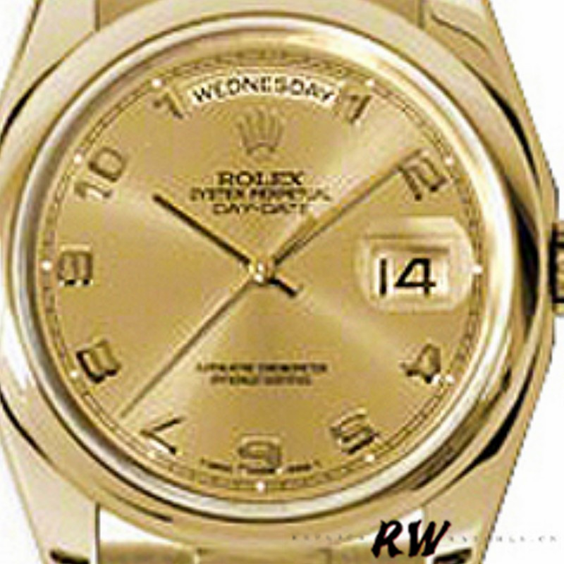Rolex Day-Date 118208 champagne dial Arabic Numeral Hour Markers yellow gold 36mm Unisex Replica Watch - Image 2