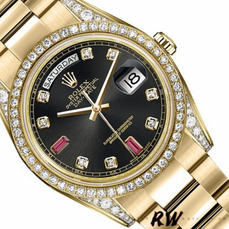 Rolex Day-Date 118388 Black Diamond Rubies Dial 36mm Unisex Replica Watch - Image 3