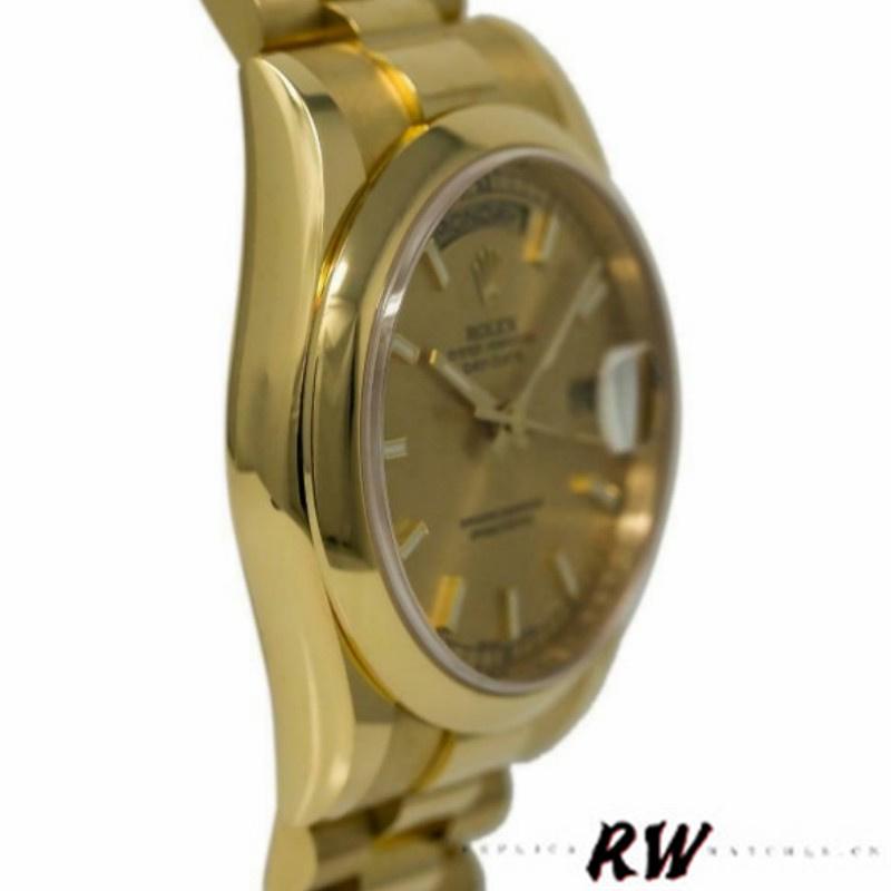 Rolex Day-Date 118208 Yellow Gold Champagne Dial 36mm Unisex Replica Watch - Image 3