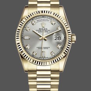 Rolex Day-Date 118238 Silver Diamond Dial 36mm Unisex Replica Watch
