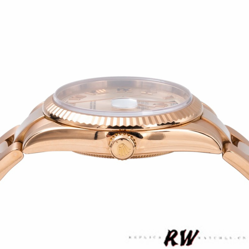 Rolex Day-Date 118235 Pink Roman Numeral dial Fluted Bezel 36mm Lady Replica Watch - Image 5
