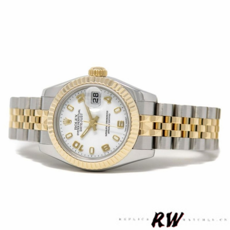 Rolex Datejust 179173 White Arabic Numerals Dial Fluted Bezel 26MM Lady Replica Watch - Image 3