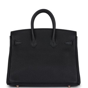 Hermes Birkin 25 Black Togo Rose Gold Hardware