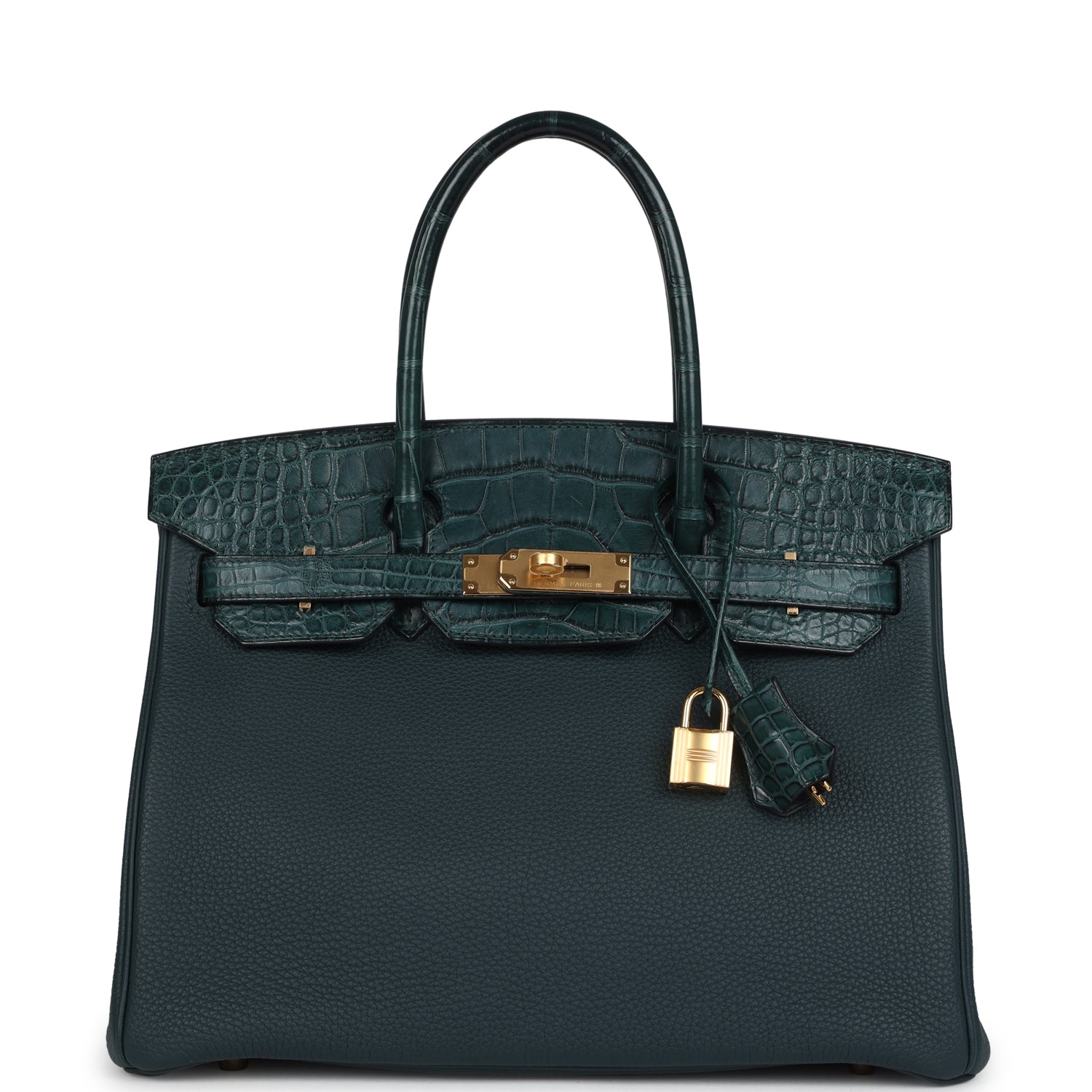 Hermes Birkin 30 Vert Cypress Togo and Matte Alligator Touch Gold Hardware - Image 4