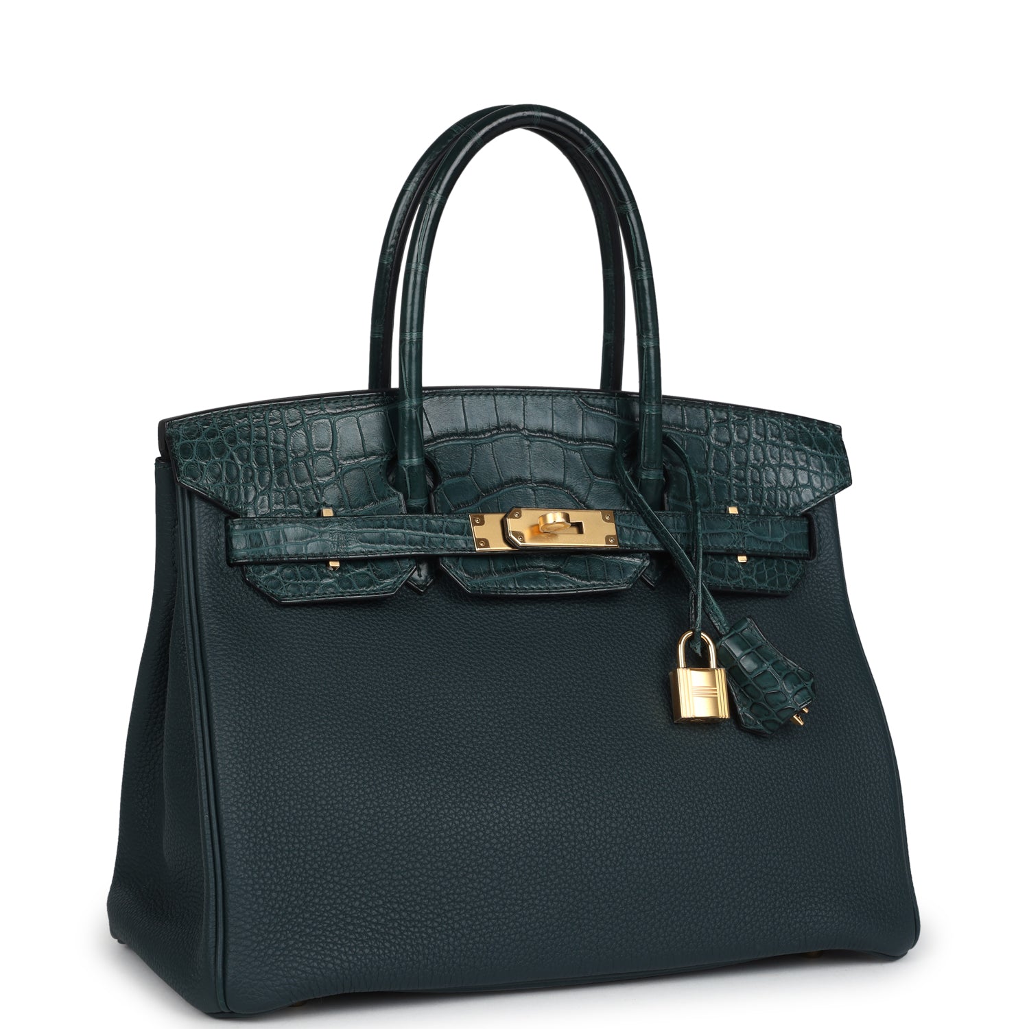 Hermes Birkin 30 Vert Cypress Togo and Matte Alligator Touch Gold Hardware - Image 3