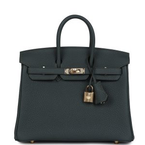 Hermes Birkin 25 Vert Mangrove Togo Permabrass Hardware