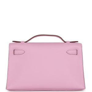 Hermes Kelly Pochette Mauve Sylvestre Swift Palladium Hardware