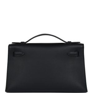 Hermes Kelly Pochette Black Swift Gold Hardware