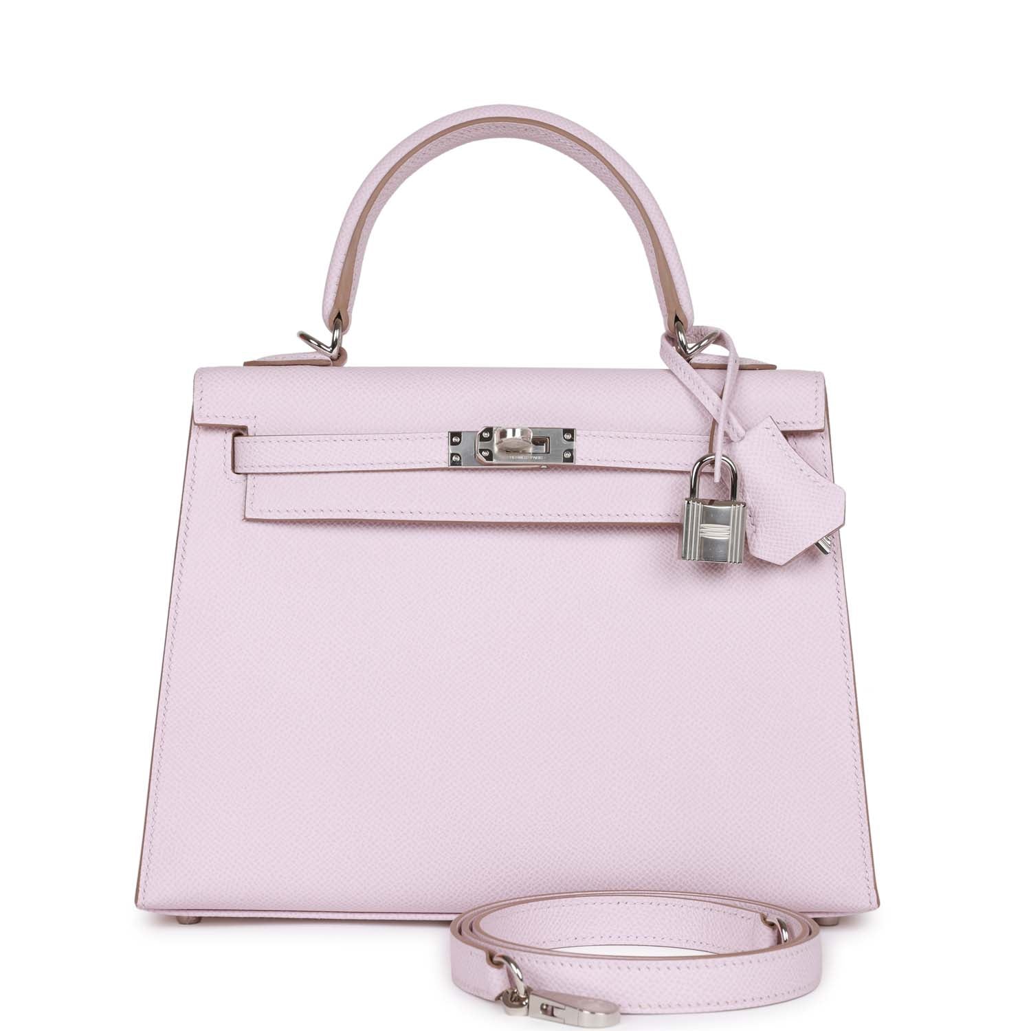Hermes Kelly Sellier 25 Mauve Pale Epsom Palladium Hardware - Image 5