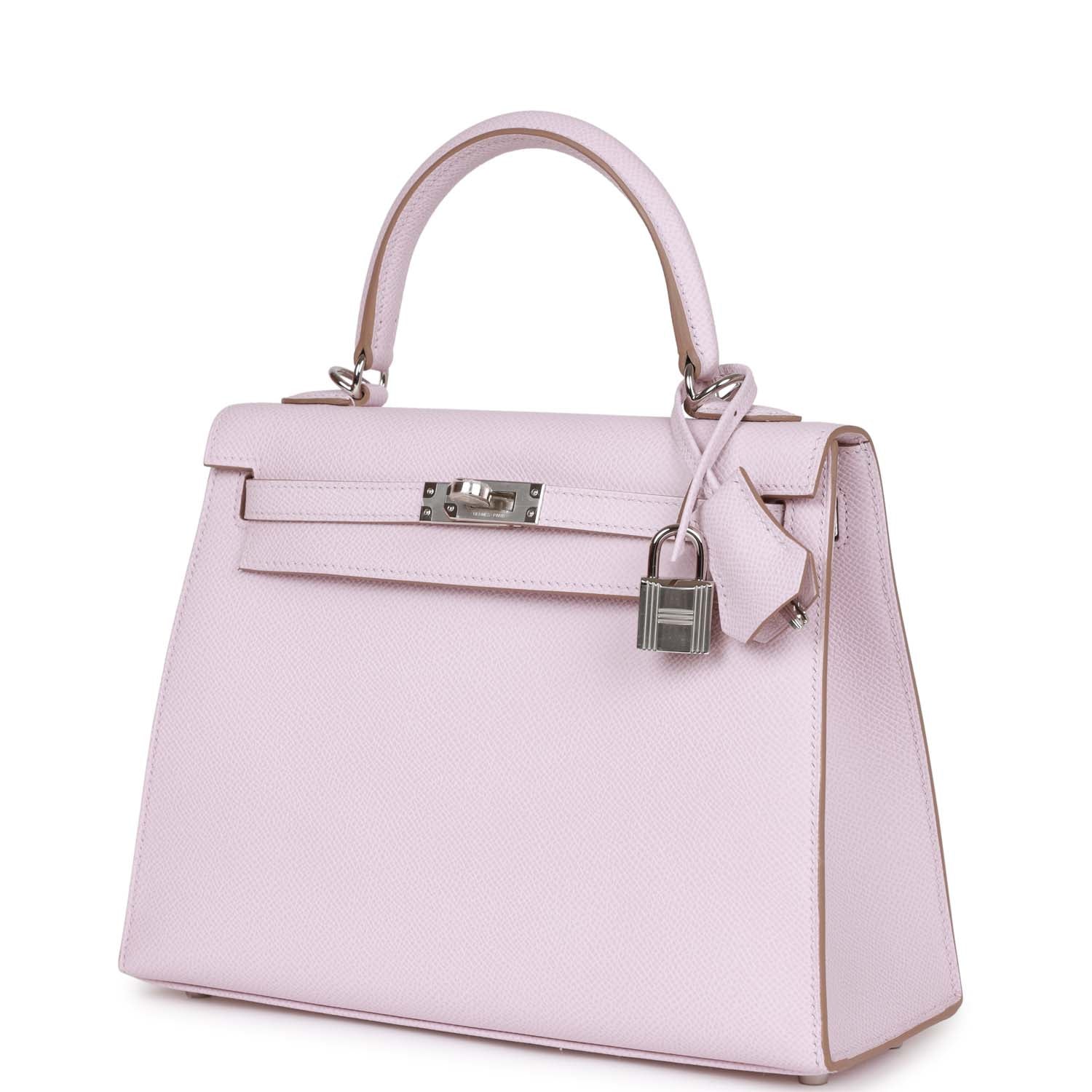 Hermes Kelly Sellier 25 Mauve Pale Epsom Palladium Hardware - Image 7