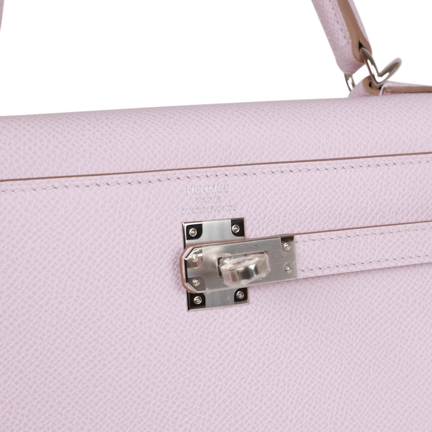 Hermes Kelly Sellier 25 Mauve Pale Epsom Palladium Hardware - Image 3