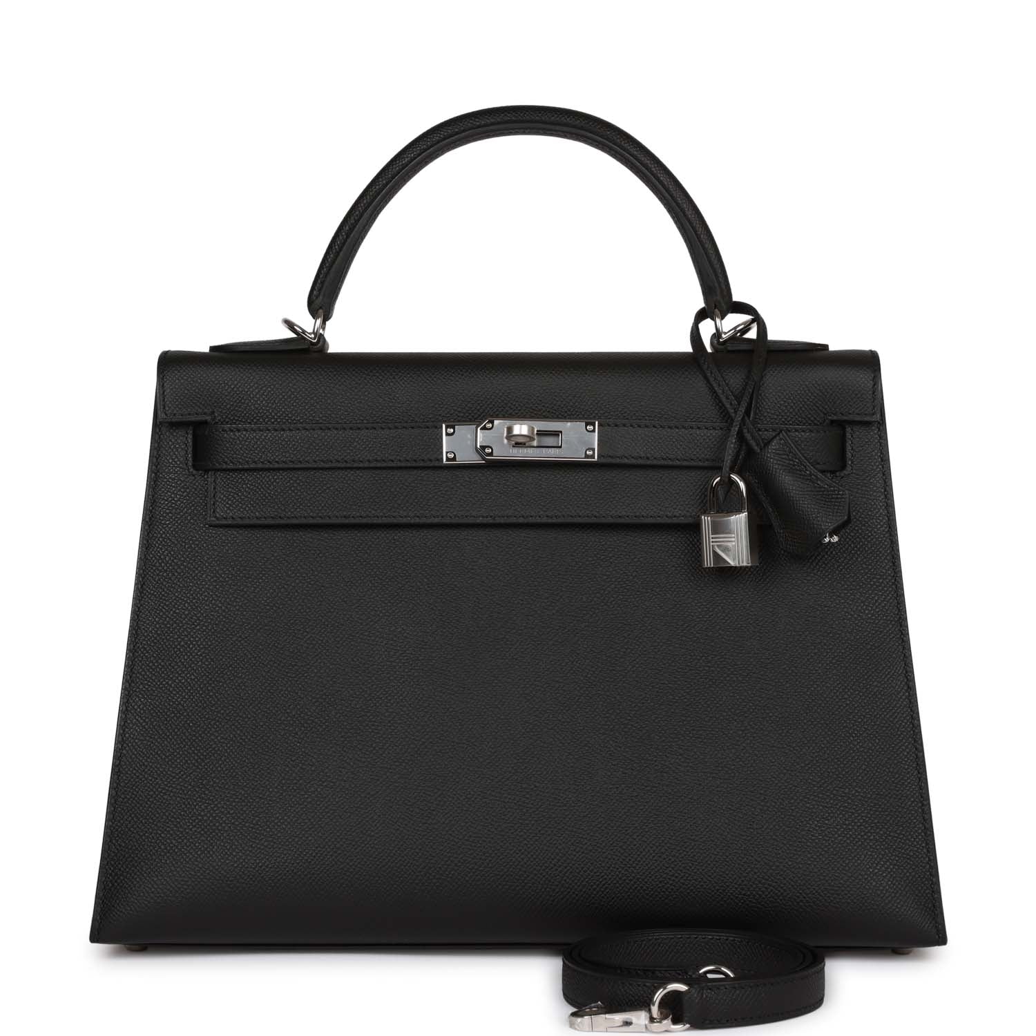 Hermes Kelly Sellier 32 Black Epsom Palladium Hardware - Image 6