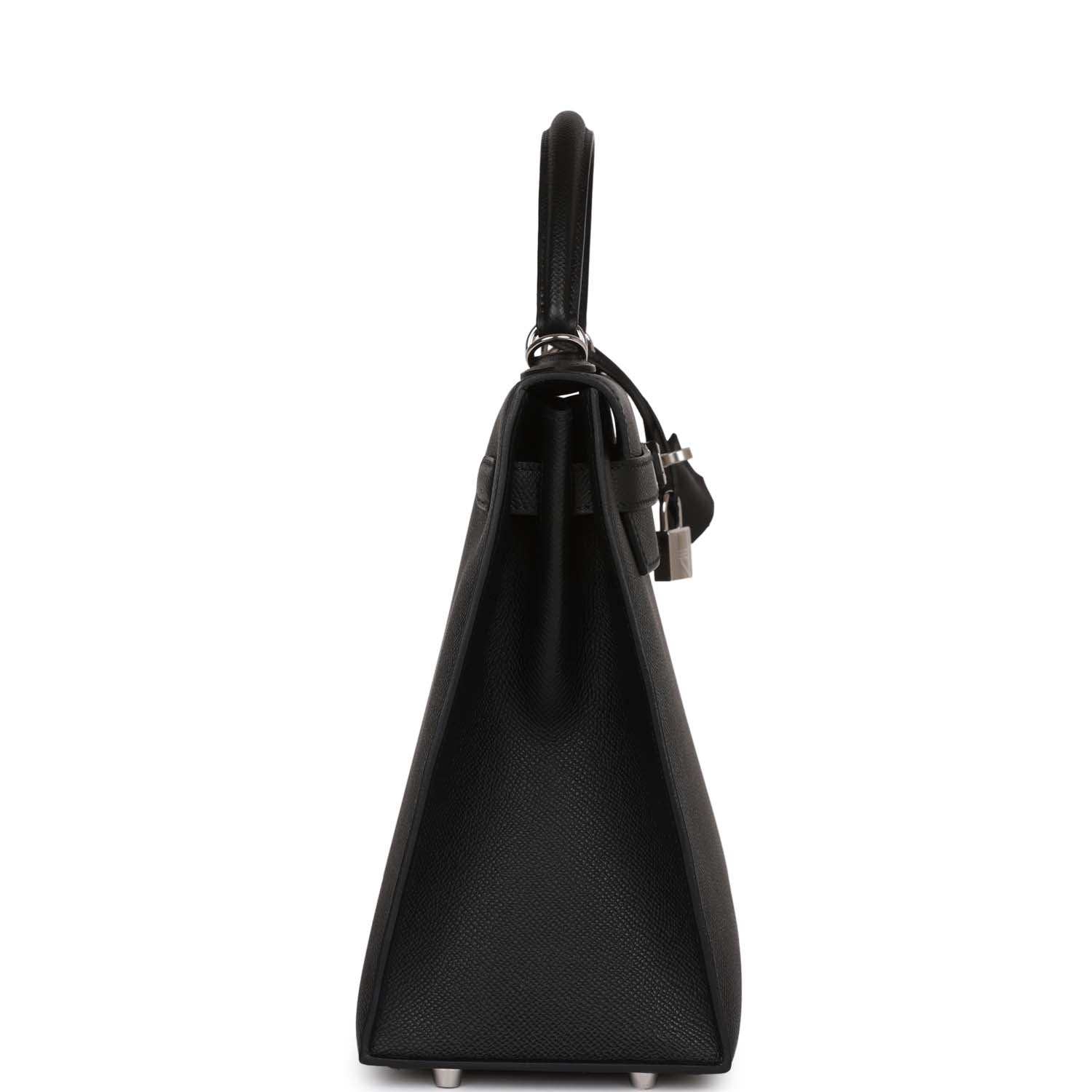 Hermes Kelly Sellier 32 Black Epsom Palladium Hardware - Image 3
