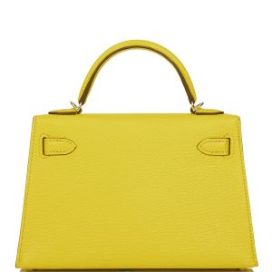 Hermes Kelly Sellier 20 Jaune de Naples Verso Chevre Palladium Hardware