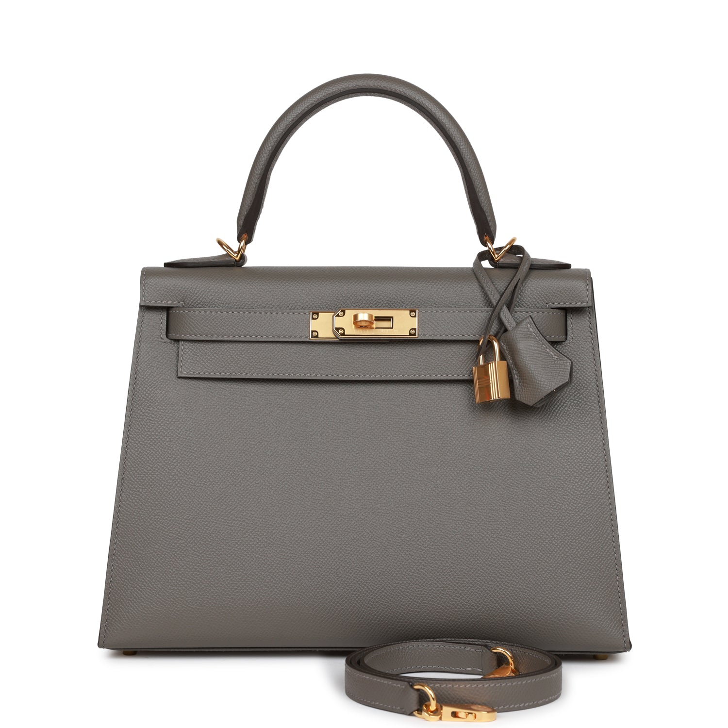 Hermes Kelly Sellier 28 Gris Meyer Epsom Gold Hardware - Image 6