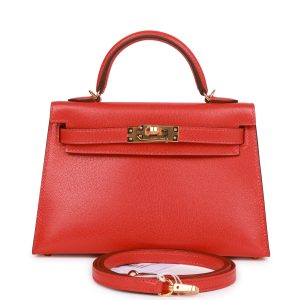 Hermes Kelly Sellier 20 Capucine Chevre Gold Hardware