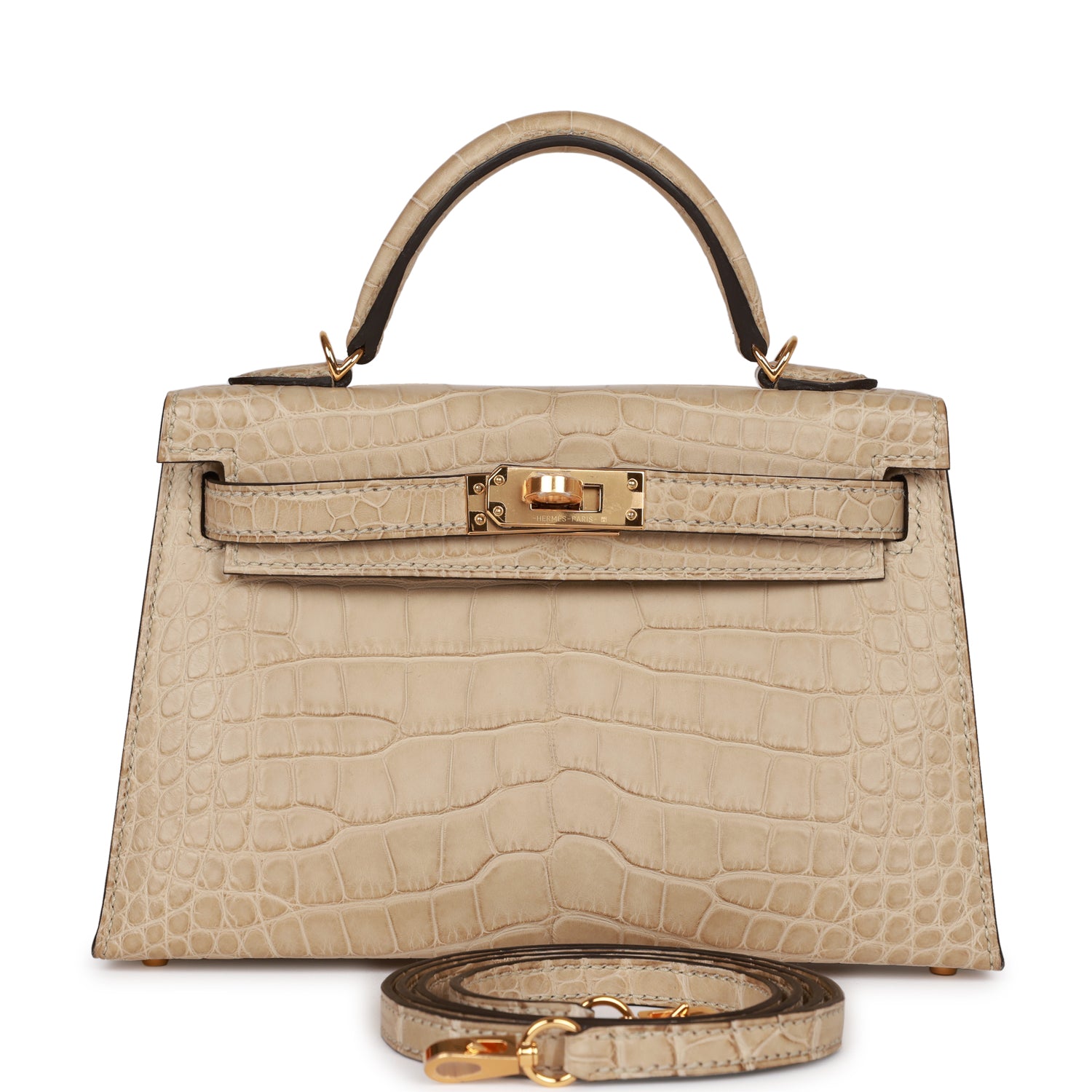 Hermes Kelly Sellier 20 Trench Matte Alligator Mississippiensis Gold Hardware - Image 4
