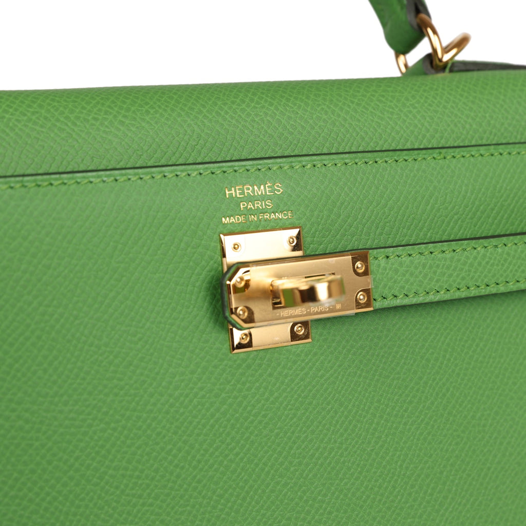 Hermes Kelly Sellier 25 Vert Yucca Epsom Gold Hardware - Image 3